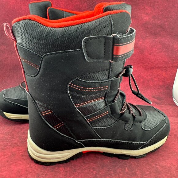 TOTES SAGE KIDS BLACK RED WATERPROOF WINTER BOOTS BOYS SIZE 2 MED - Picture 5 of 11